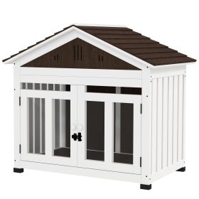 40"L Wooden Dog House Outdoor Indoor for Small, Medium, Large Dogs, with Air Vents & Elevated Removable Floor
