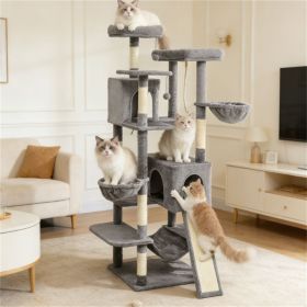 Cat tree with cat mat, cat climbing frame, multi-layer cat tower, suitable for families with cats