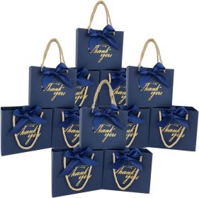 50 Pack Small Thank You Gift Bags with Handles, 5.5''x 2.5''x4.7'' Mini Navy Blue Gift Bags Bulk for Baby Shower, Birthday, Wedding, Party Favors