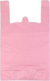 T Shirt Bags, Bolsas De Plastico Para Negocio,12x20 Inches Plastic Shopping Bags with Handles for Grocery, Business, Restaurant Use (Pink 100pcs)