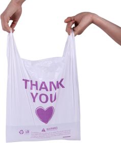 Thank You T Shirt Bag for Grocery Plastic Shopping Bag for Small Business Food To Go Bag with Handle 12x19 Inch 150 pcs - White