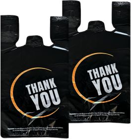 100 Count Plastic Bags - Black T Shirt Bags with Handle for Retail Shopping and Supermarket Use