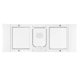 VEVOR Cat Door for Window, Adjustable to Fit Window Width 35"-40", 4 Secure Lock Modes, Aluminum Frame and High-Transparency Glass, Magnetic Clos