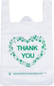 Thank You T Shirt Bags White Plastic Grocery Bags with Handles,Standard Supermarket Size, 12 x 20 inch (50 pcs)