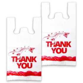 White Thank you bags, 100PCS T shirt bags, To Go Bags,Grocery bags, Reusable and Disposable,Perfect for Small Business,Take Out,Retail, Large