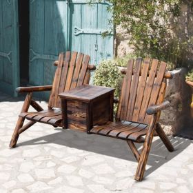Wooden Chair Loveseat with Inset Ice Bucket Garden chairs/courtyard chairs