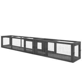 Wooden 98" Cat Tunnel for Outdoor with Combinable Design, 8 Doors, Dark Gray