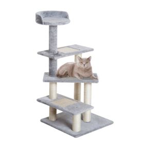 40" 5-Level Revolving Stair Cat Tree Scratcher Climbing Activity Tower with Play Center and Resting Perch - Gray (Option: Beige, Grey-520x180x520 mm)