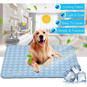 Pet Dog Cat Ice Silk Cold Nest Pad For Cooling In Summer (Option: Blue-50x40cm)