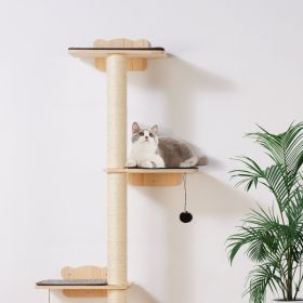 Wall Mounted Cat Shelves Tree With Platform Tree-Shaped Cat Furniture Set (Option: Natural)