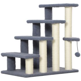 4 Levels Cat Steps with Scratching Posts for High Bed, Sofa, Gray (Option: Gray-640x410x130 mm)