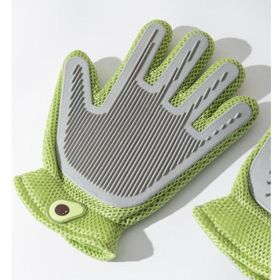 2-in-1 Pet Grooming Gloves & Brushes For Cats And Dogs High-Efficiency Hair Removal & Massage GlovesDouble-Sided Hair RemovalAnti-Scratch & Bite (Option: Green)