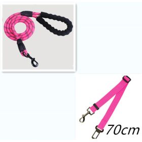 Reflective Dog Leash Nylon Pet Dog Leash Rope For Small Medium Large Dogs Walking Training Pet Suppiles (Option: Pink set)