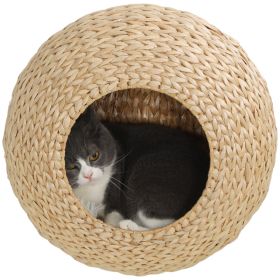 Wall Mounted Cat Condo with Washable Cushion, Natural Wood (Option: Natural Wood-470x270x465 mm)