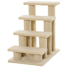 25" 4-Step Multi-Level Carpeted Cat Scratching Post Pet Stairs, Cream White (Option: Cream White-630x150x420 mm)