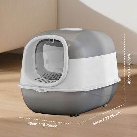 Antibacterial Odor-Lock Fully Enclosed Cat Litter Box, Anti-Splashing Easy Clean Pet Toilet For Kittens (Option: Grey)