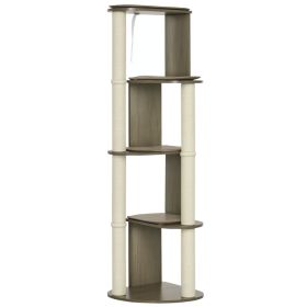 65" Corner Modern Cat Tree Tall for Climbing, Large Multilevel Cat Tower with Scratching Posts, Small-Fit Kitten Tower with Sisal, Cream White (Option: Cream White-680x560x240 mm)