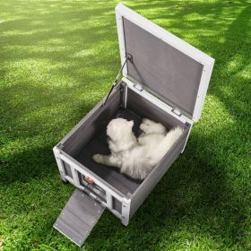 Outdoor Cat House Wooden Feral Cat Shelter With Roof & PVC Door Flaps (Option: Grey)