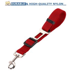 High Quality Durable Pet Cat Dog Vehicle Leash Nylon Adjustable Car Seat Dog Safety Belt Pet Leashes (Option: Red)