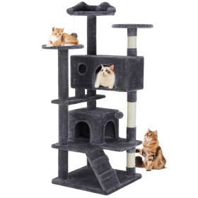 Large Cat Tree Tower, 62-70-80 Cat Tree  Large Cats, Multi Level With Scratching Post, Cozy Cat Jumping Platform Space, Grey (Option: 70)
