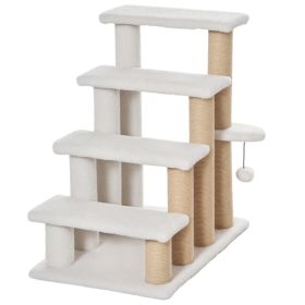 4 Levels Cat Steps with Scratching Posts for High Bed, Sofa, White (Option: White-640x410x130 mm)