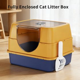 Dark Gray Top Entry Fully Enclosed Cat Litter Box, With Free Scoop & Litter Mat, Anti-Splash & Odor Locking, For Large Cats & Multi-Cat Household (Option: Orange)