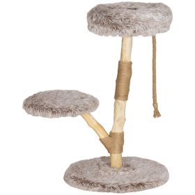 35 Inch Modern Cat Tree for Indoor Adult Cats with Wooden Scratching Posts, Cat Bed & Rope Cat Toy, Brown (Option: Brown-800x220x520 mm)
