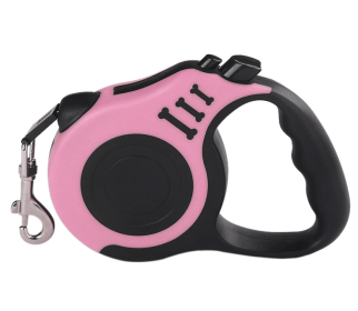 16.5FT Automatic Retractable Dog Leash Pet Collar Automatic Walking Lead Free US (Color: Pink)
