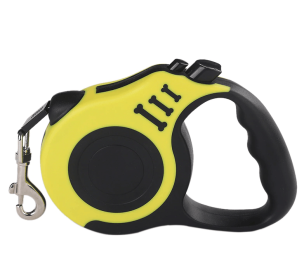 16.5FT Automatic Retractable Dog Leash Pet Collar Automatic Walking Lead Free US (Color: Yellow)