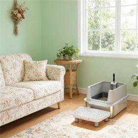 Cat litter box, cat garbage bin (Color: Gray)