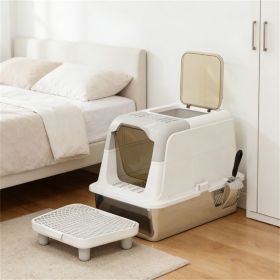 Cat litter box, stainless steel garbage bin, cat garbage bin (Color: White)