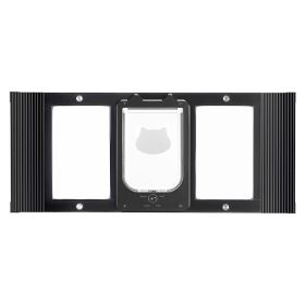 VEVOR Cat Door for Window, Adjustable to Fit Window Width 31"-36", 4 Secure Lock Modes, Aluminum Frame and High-Transparency Glass, Magnetic Clos (Default: Default)