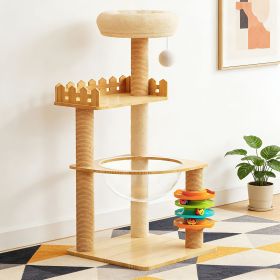 39.3" Modern Cat Tower, Wood Cat Tree Tower for Indoor Cats, Cat Treewith Sisal-Covered Scratching Posts and Top Perch (Color: as Pic)
