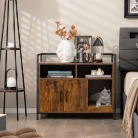 Hidden Cat Washroom with Double Doors and Scratch Cardboard (Color: coffee)