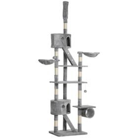 Floor Standing Cat Tree 94.5-10.25 Inch Height Adjustable Cat Climbing Tower, Apartment Hammock (Option: Grey)